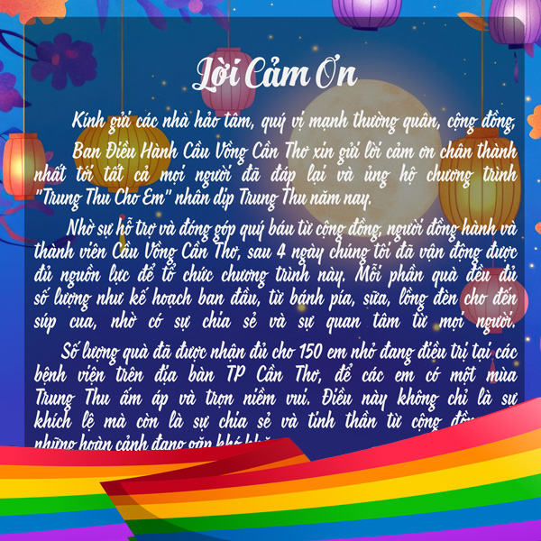 LỜI CẢM ƠN VÀ NGỪNG NHẬN QUYÊN GÓP